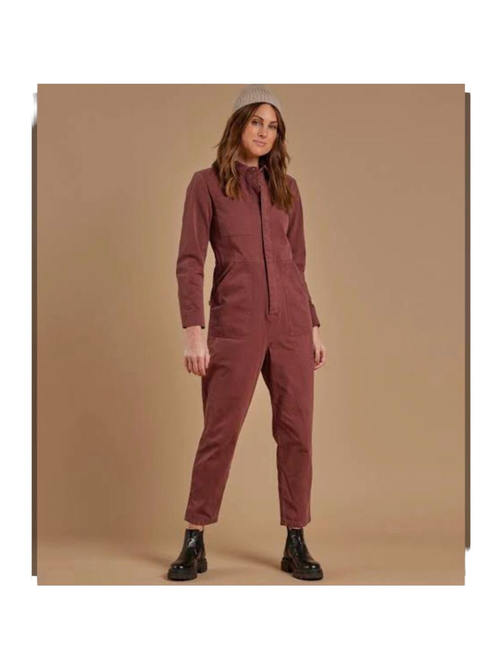 Rylee + Cru Coveralls Mahogany Womens Small 100% Cotton Utility Boiler Jumpsuit